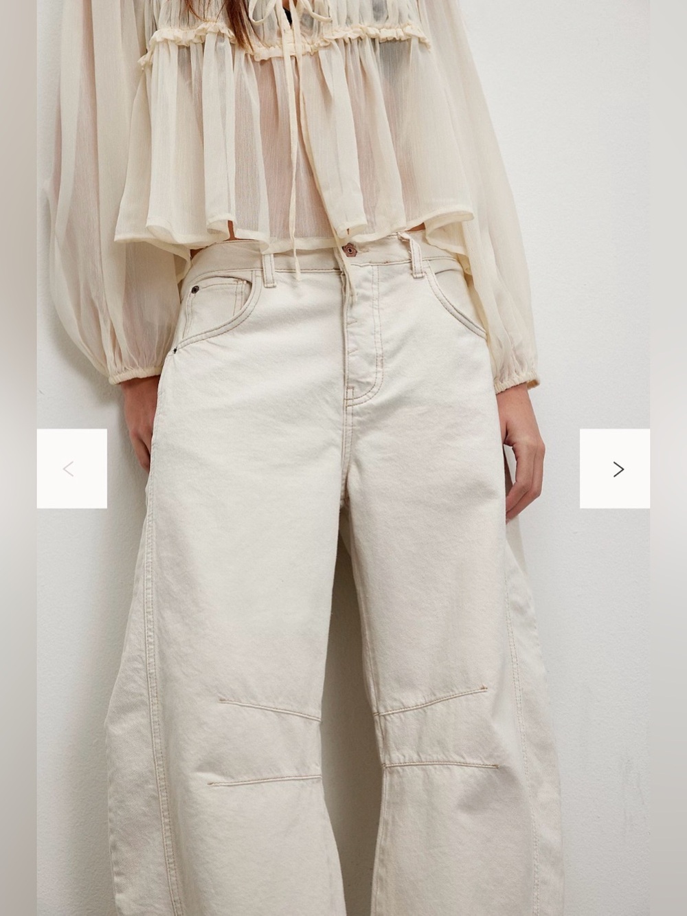 NWT Free People We The Free Good Luck Midrise Barrel Jeans in Milk Size 32 - Picture 3 of 8